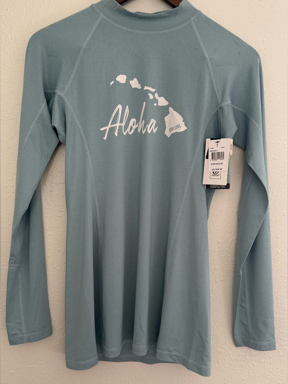 Rip Curl Aloha Hawaii UPF 50+ Surf Rash Guard Swim Top L NWT